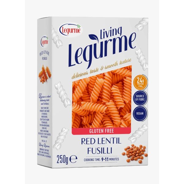 Legurme Red Lentil Gluten Free Vegan Fusilli Pasta 250 gr